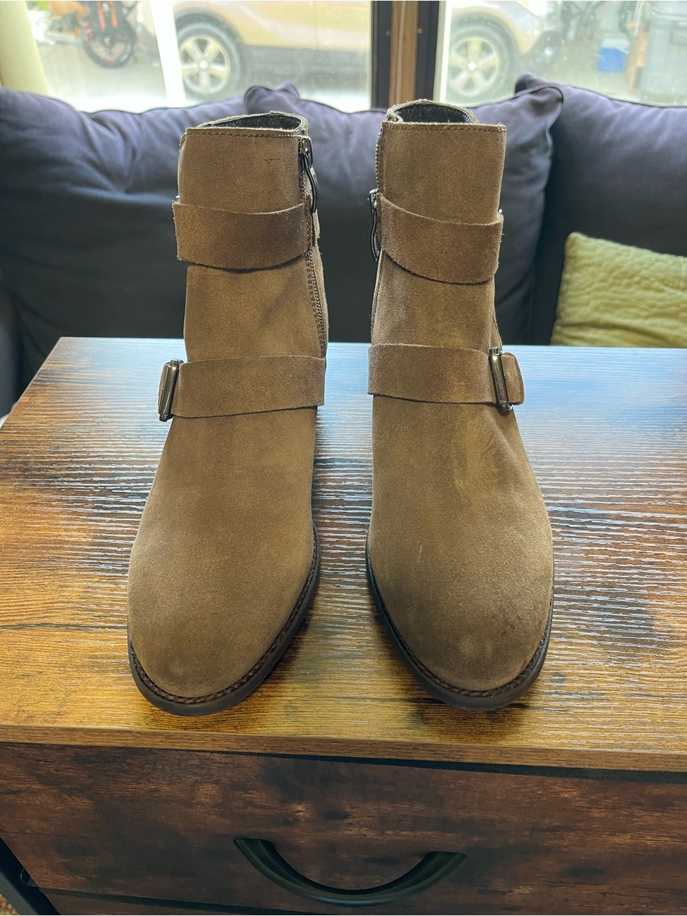 Journee Collection Brown Suede Ankle Booties Size 7.5  (Man made materials).